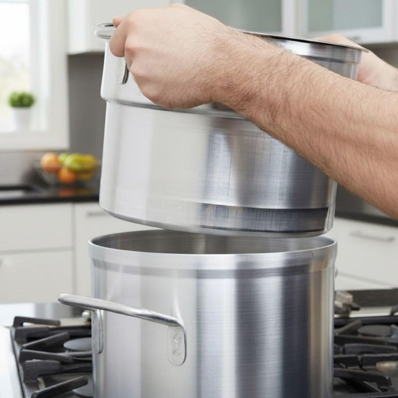 Soro Essentials - 8 Qt. Aluminum Double Boiler Pot with Lid- Steam Melting Stock Pot for Butter Chocolate Cheese Caramel Fondue Candy Dessert and Sauces - Image 3